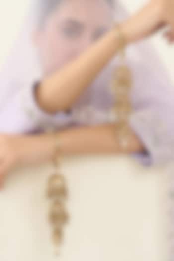 Antique Gold Plated Faux Pearl Kaleeras (Set Of 2) by AMAMA at Pernia's Pop Up Shop