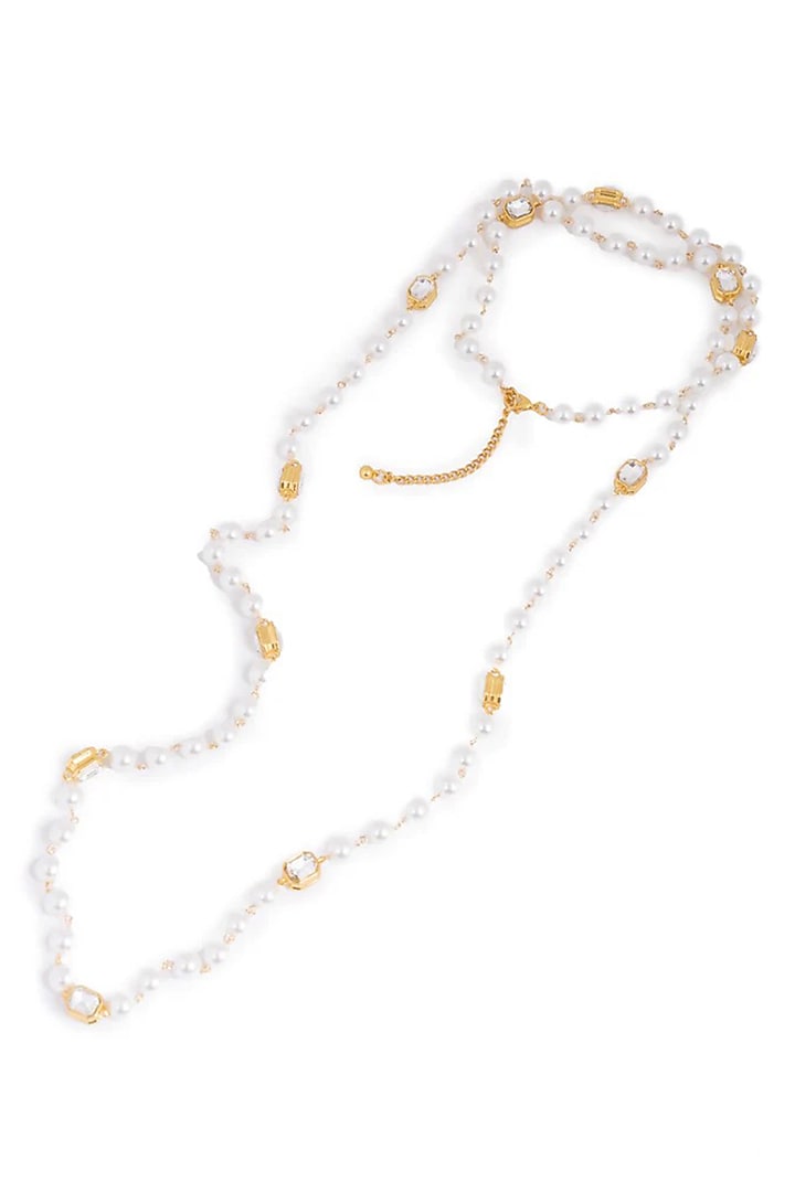 Gold Finish Pearl Necklace by AMAMA at Pernia's Pop Up Shop