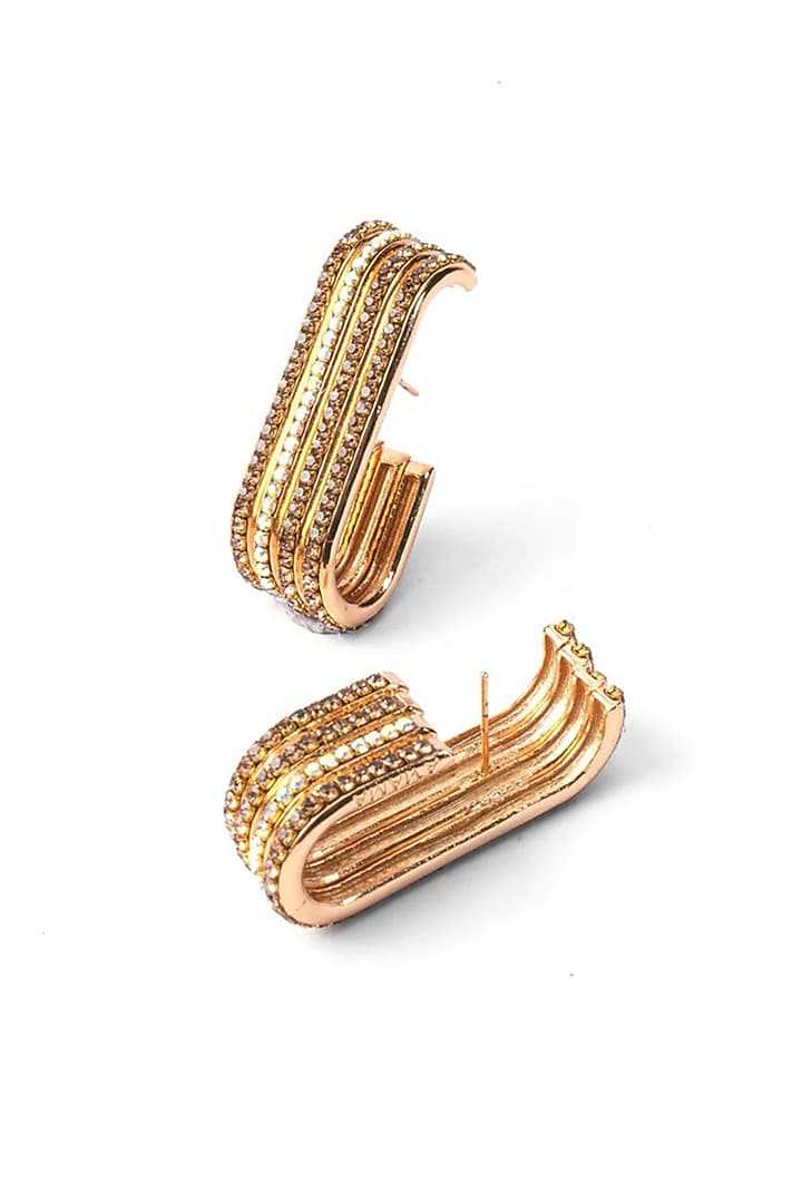 Gold Plated Chaton Stone Dangler Earrings by AMAMA at Pernia's Pop Up Shop