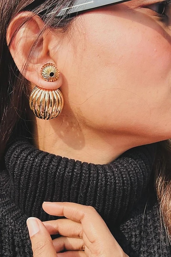 Gold Plated Brass Alloy Dangler Earrings by AMAMA at Pernia's Pop Up Shop