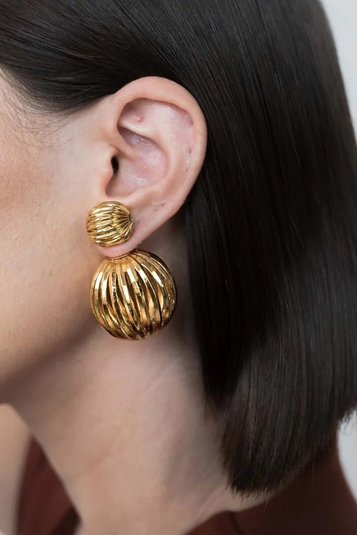 Gold Plated Brass Alloy Dangler Earrings by AMAMA at Pernia's Pop Up Shop