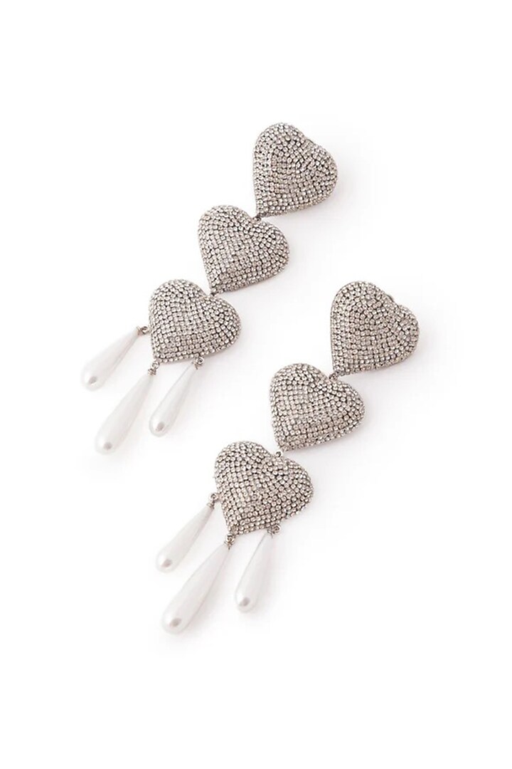 Gold Plated Chaton Stone & Faux Pearl Dangler Earrings by AMAMA at Pernia's Pop Up Shop
