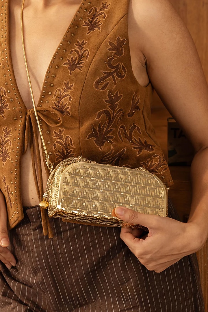Gold Plated Brass Clutch by AMAMA at Pernia's Pop Up Shop