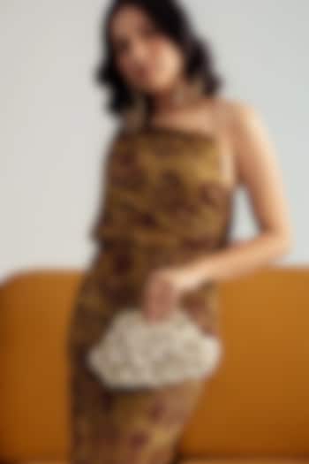 Gold Korean Velvet & Suede Glass Bead Embroidered Handbag by AMAMA at Pernia's Pop Up Shop