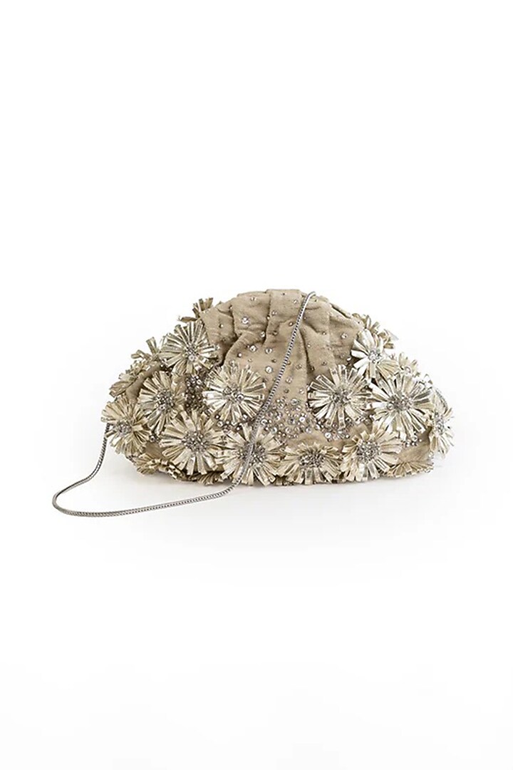 Gold Korean Velvet & Suede Glass Bead Embroidered Handbag by AMAMA at Pernia's Pop Up Shop