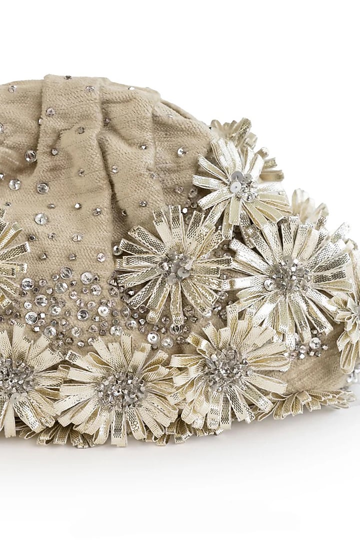 Gold Korean Velvet & Suede Glass Bead Embroidered Handbag by AMAMA at Pernia's Pop Up Shop