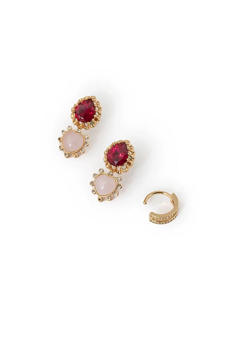 Gold Plated Cubic Zirconia Dangler Earrings With Ear Cuff by AMAMA at Pernia's Pop Up Shop