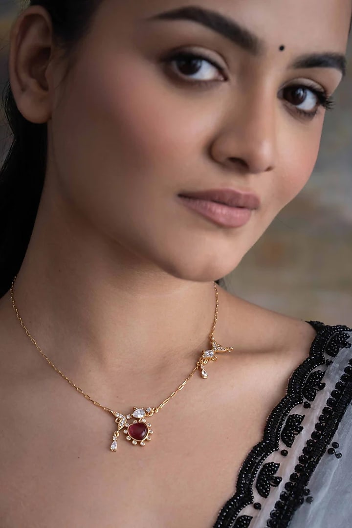 Gold Plated Cubic Zirconia Necklace by AMAMA at Pernia's Pop Up Shop