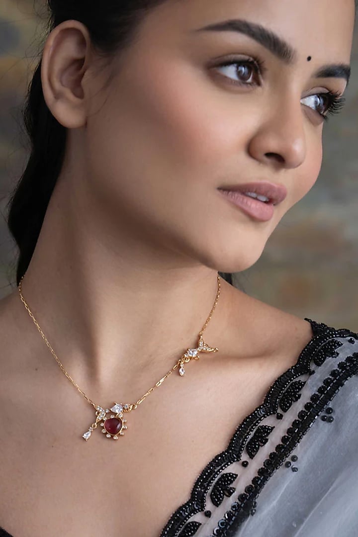 Gold Plated Cubic Zirconia Necklace by AMAMA at Pernia's Pop Up Shop