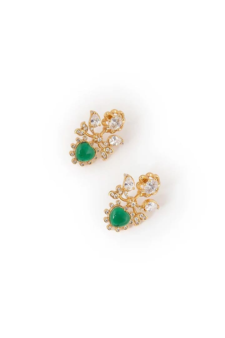 Gold Plated Cubic Zirconia Stud Earrings by AMAMA at Pernia's Pop Up Shop