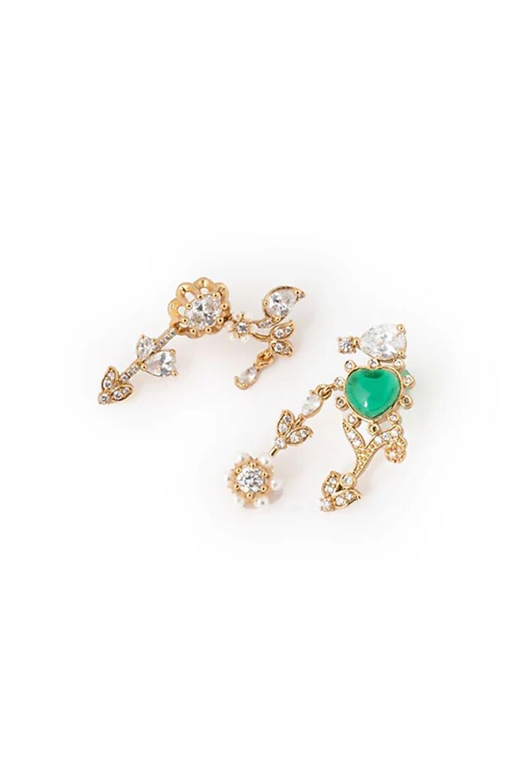 Gold Plated Cubic Zirconia Dangler Earrings by AMAMA at Pernia's Pop Up Shop