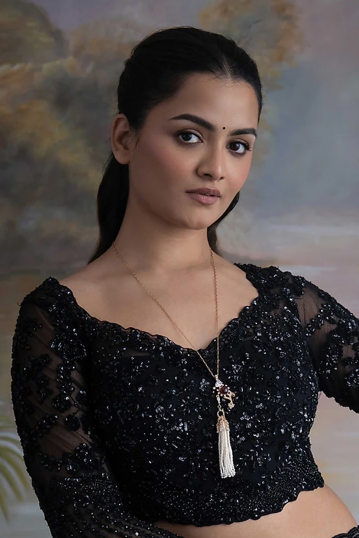 Gold Plated Cubic Zirconia & Faux Pearl Necklace by AMAMA at Pernia's Pop Up Shop