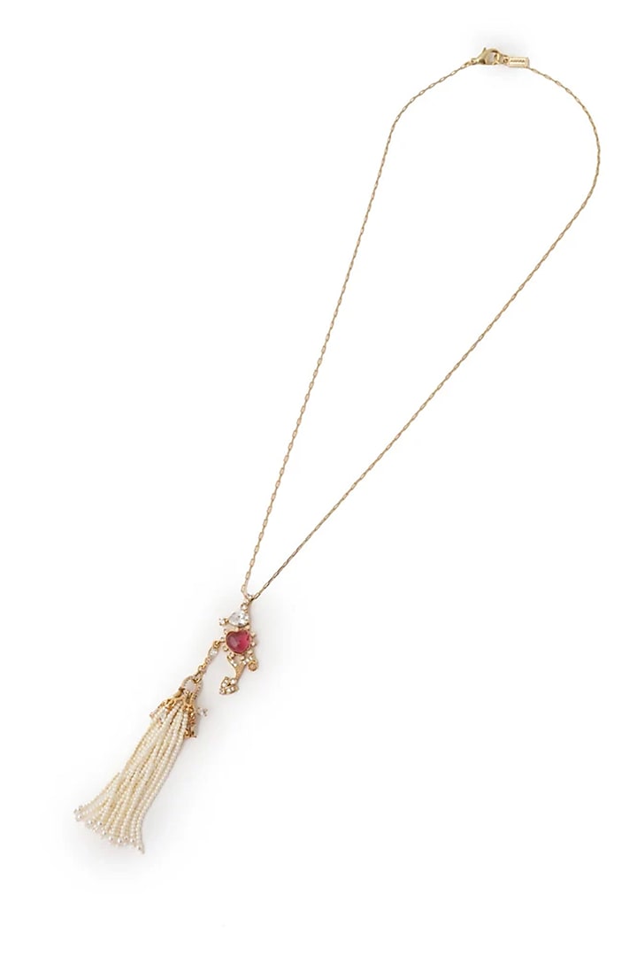 Gold Plated Cubic Zirconia & Faux Pearl Necklace by AMAMA at Pernia's Pop Up Shop