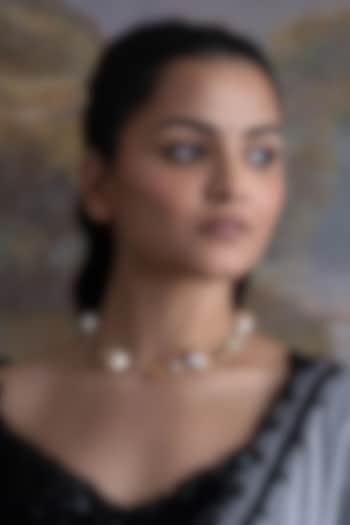 Gold Plated Cubic Zirconia & Faux Pearl Necklace by AMAMA at Pernia's Pop Up Shop