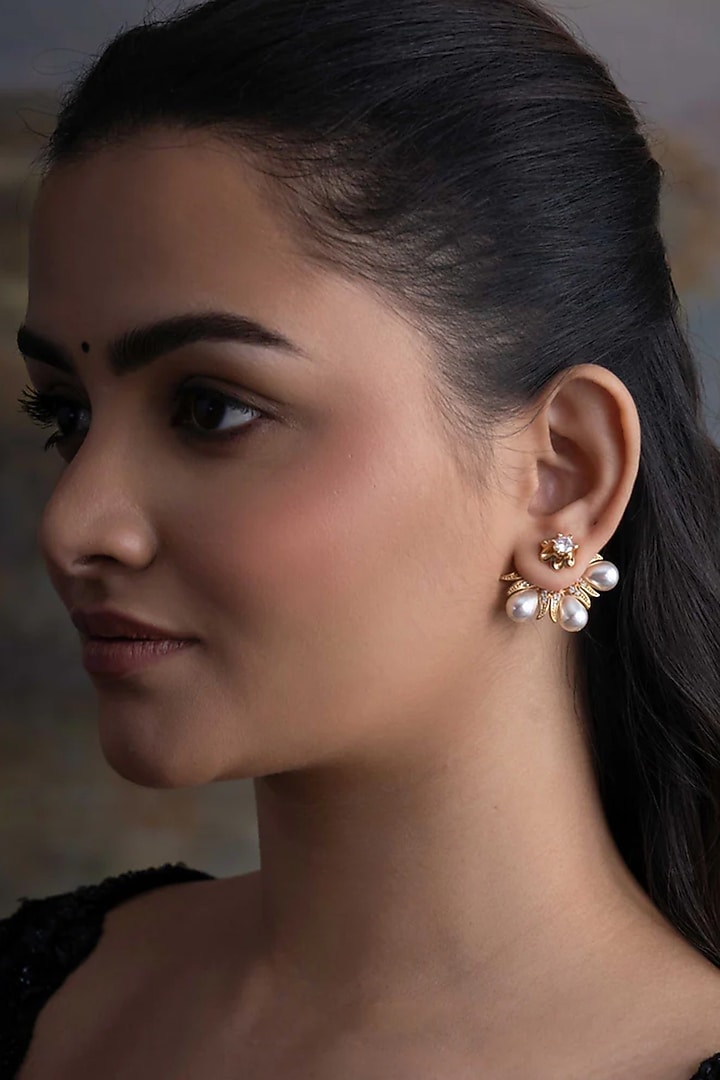 Gold Plated Cubic Zirconia & Semi-Precious Stone Stud Earrings by AMAMA at Pernia's Pop Up Shop