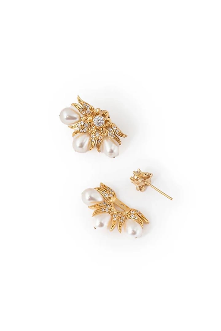 Gold Plated Cubic Zirconia & Semi-Precious Stone Stud Earrings by AMAMA at Pernia's Pop Up Shop