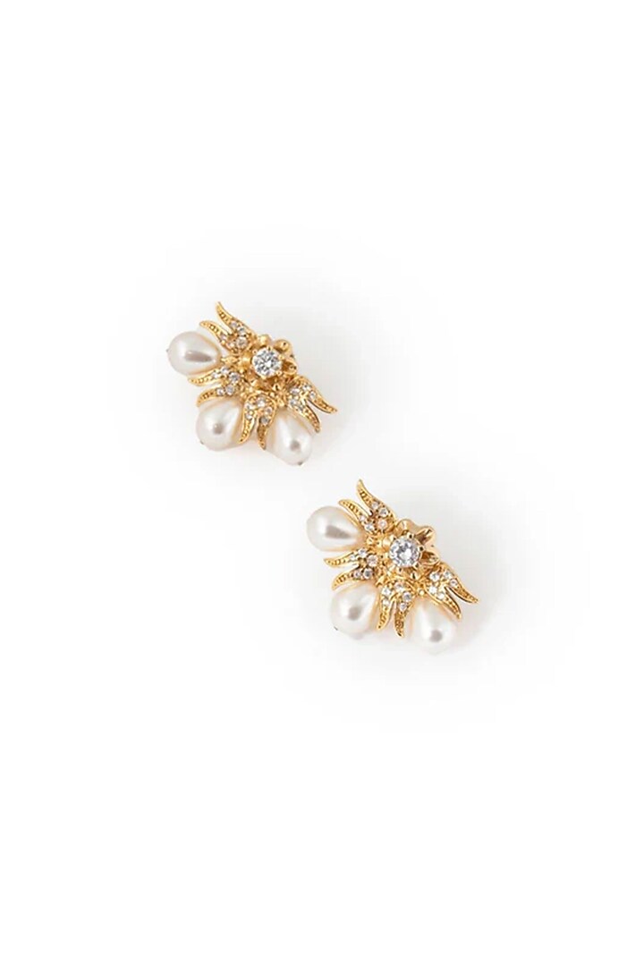 Gold Plated Cubic Zirconia & Semi-Precious Stone Stud Earrings by AMAMA at Pernia's Pop Up Shop