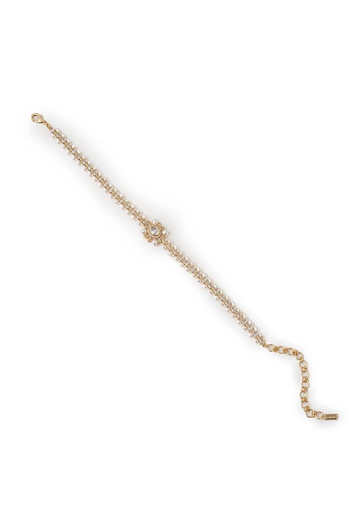 Gold Plated Cubic Zirconia & Faux Pearl Choker Necklace by AMAMA at Pernia's Pop Up Shop