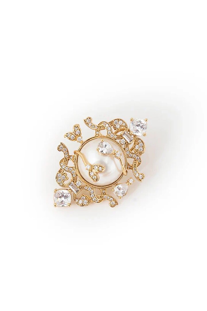 Gold Plated Cubic Zirconia Stud Earrings by AMAMA at Pernia's Pop Up Shop