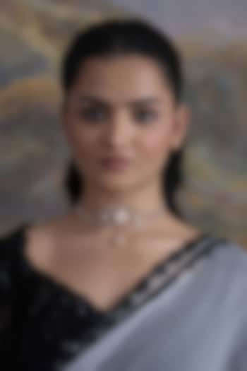 Gold Plated Cubic Zirconia & Faux Pearl Choker Necklace by AMAMA at Pernia's Pop Up Shop