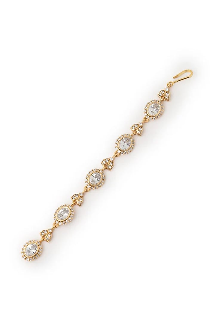 Gold Plated Cubic Zirconia Maangtikka by AMAMA at Pernia's Pop Up Shop