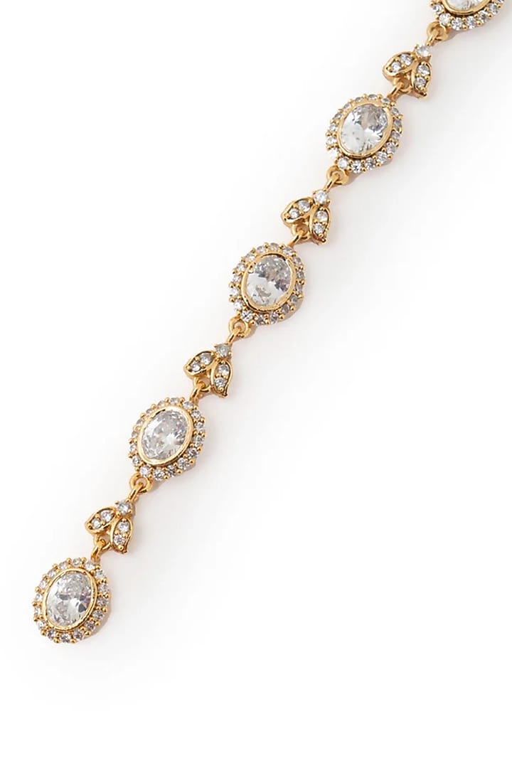 Gold Plated Cubic Zirconia Maangtikka by AMAMA at Pernia's Pop Up Shop
