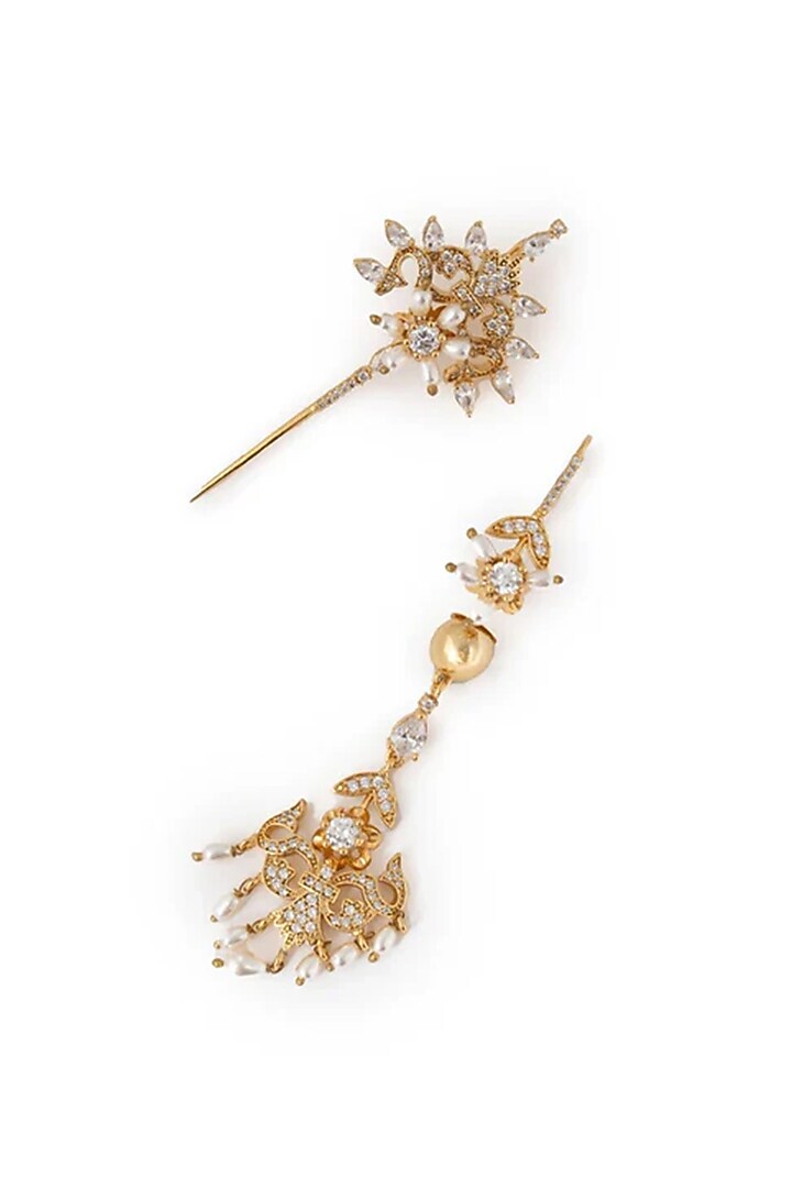 Gold Plated Cubic Zirconia Dangler Earrings by AMAMA at Pernia's Pop Up Shop