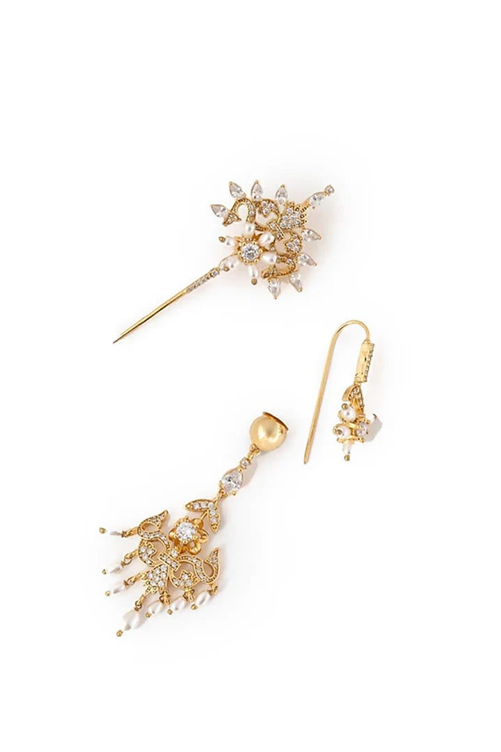 Gold Plated Cubic Zirconia Dangler Earrings by AMAMA at Pernia's Pop Up Shop
