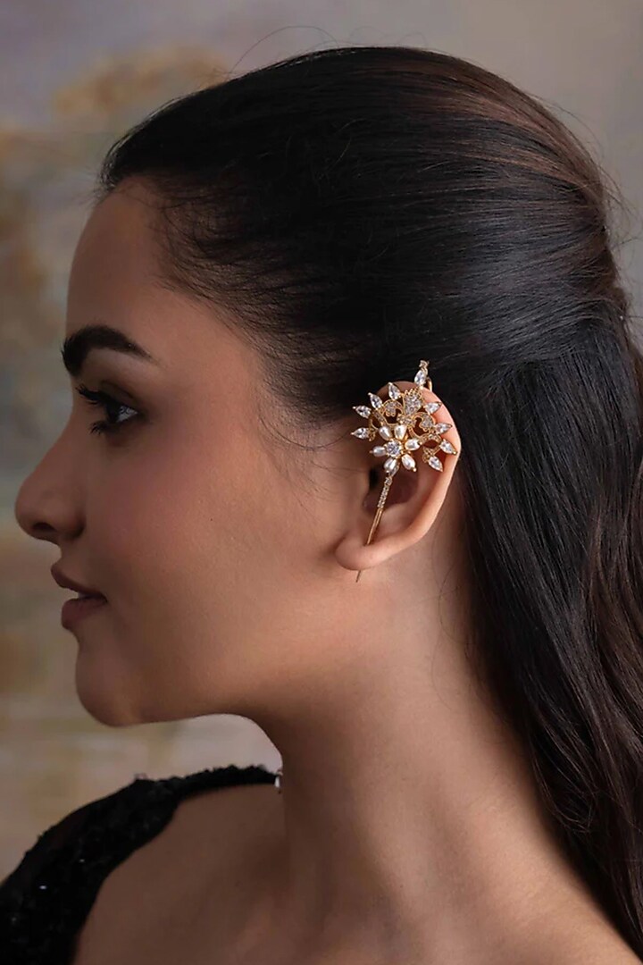 Gold Plated Cubic Zirconia Dangler Earrings by AMAMA at Pernia's Pop Up Shop