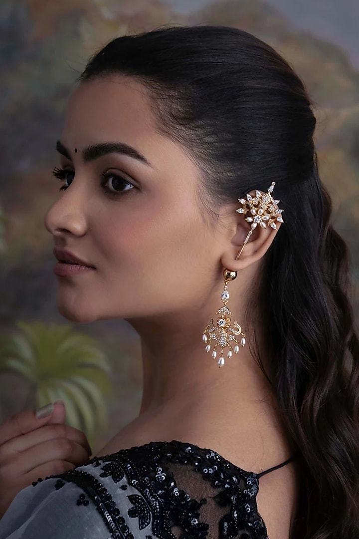 Gold Plated Cubic Zirconia Dangler Earrings by AMAMA at Pernia's Pop Up Shop