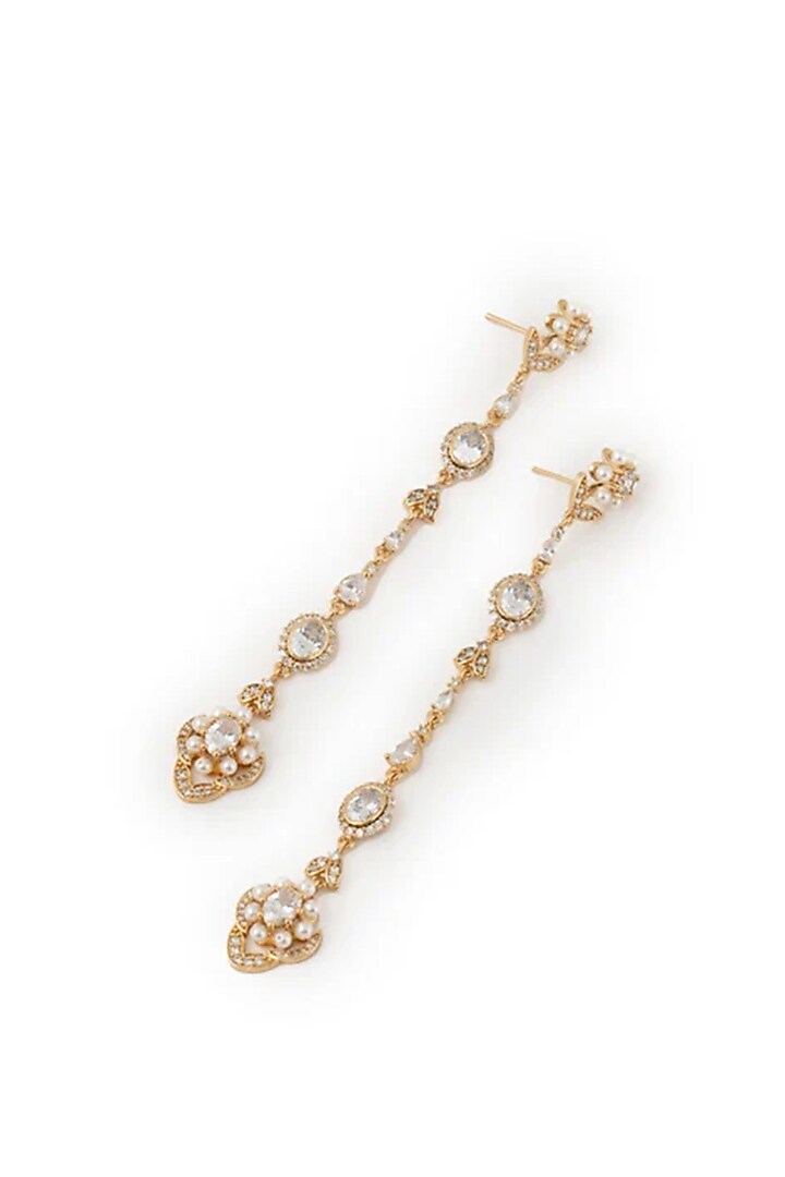 Gold Plated Cubic Zirconia Dangler Earrings by AMAMA at Pernia's Pop Up Shop