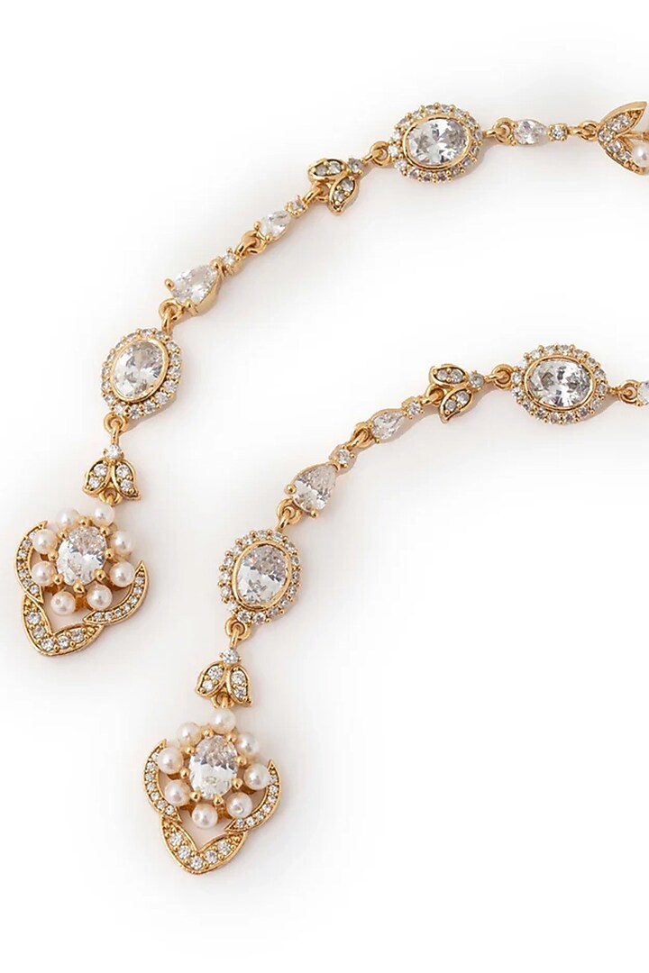 Gold Plated Cubic Zirconia Dangler Earrings by AMAMA at Pernia's Pop Up Shop