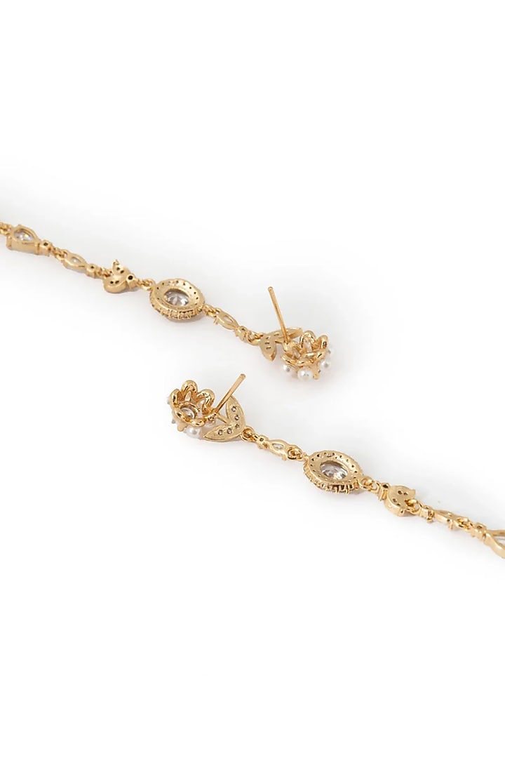 Gold Plated Cubic Zirconia Dangler Earrings by AMAMA at Pernia's Pop Up Shop