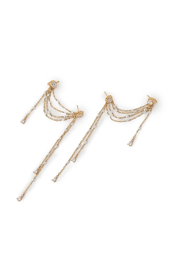 Gold Plated Cubic Zirconia Dangler Earrings by AMAMA at Pernia's Pop Up Shop
