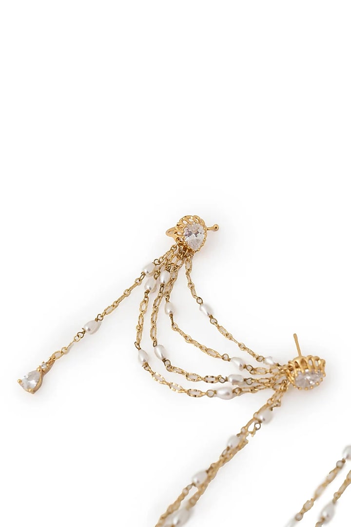 Gold Plated Cubic Zirconia Dangler Earrings by AMAMA at Pernia's Pop Up Shop