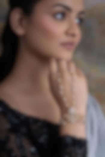 Gold Plated Cubic Zirconia & Faux Pearl Bracelet by AMAMA at Pernia's Pop Up Shop