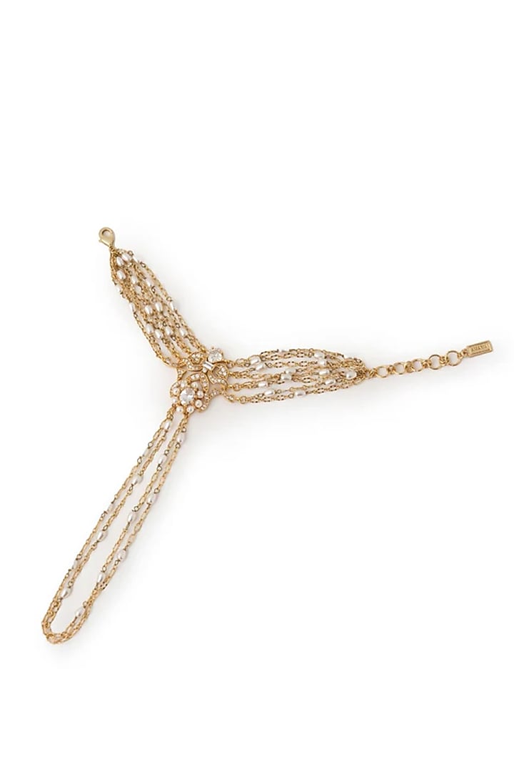 Gold Plated Cubic Zirconia & Faux Pearl Bracelet by AMAMA at Pernia's Pop Up Shop