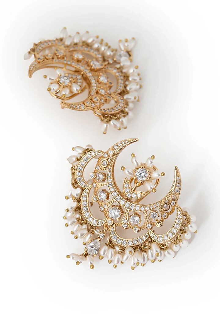 Gold Plated Cubic Zirconia Dangler Earrings by AMAMA at Pernia's Pop Up Shop