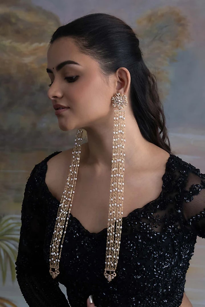 Gold Plated Cubic Zirconia Dangler Earrings by AMAMA at Pernia's Pop Up Shop