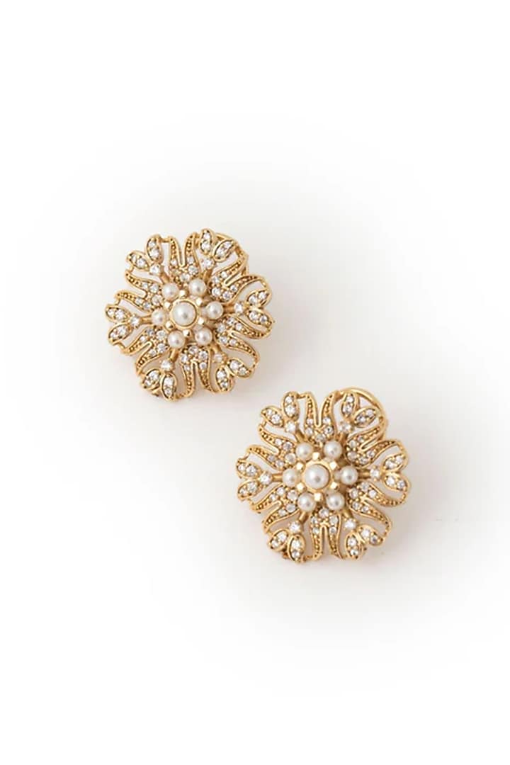Gold Plated Cubic Zirconia Dangler Earrings by AMAMA at Pernia's Pop Up Shop