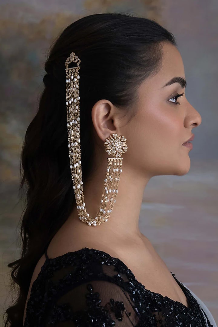 Gold Plated Cubic Zirconia Dangler Earrings by AMAMA at Pernia's Pop Up Shop