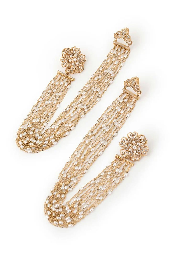 Gold Plated Cubic Zirconia Dangler Earrings by AMAMA at Pernia's Pop Up Shop