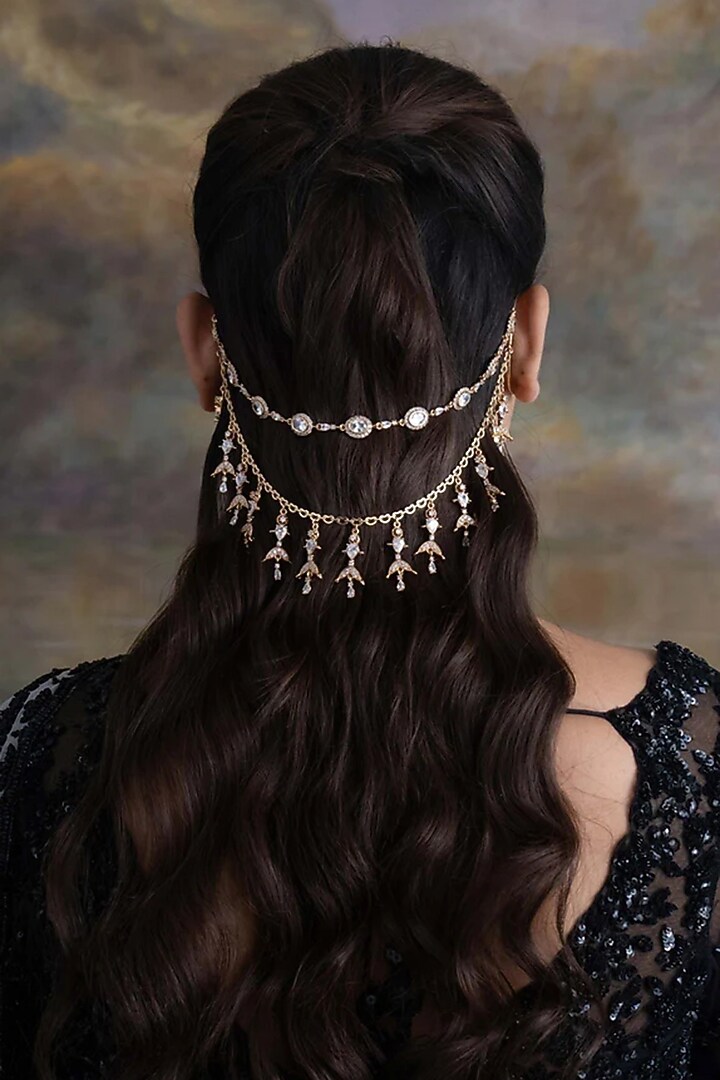 Gold Plated Cubic Zirconia Hair Accessory by AMAMA at Pernia's Pop Up Shop