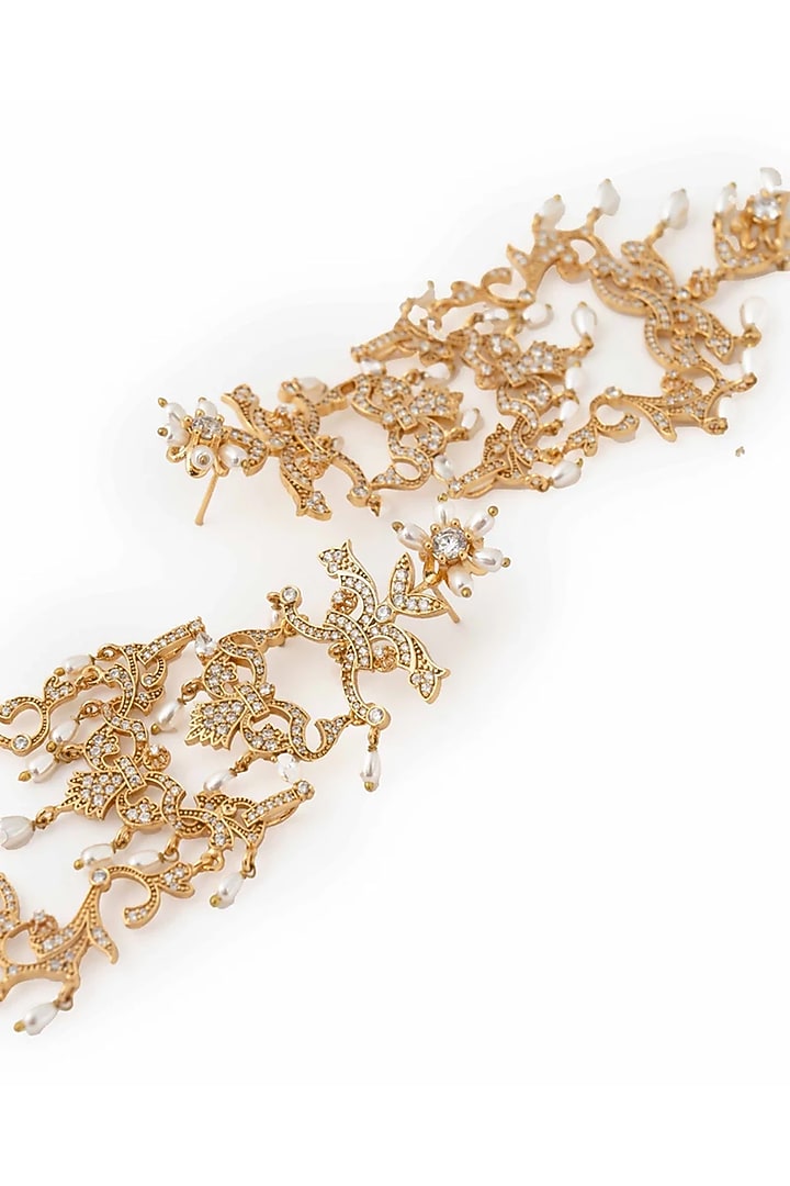 Gold Plated Cubic Zirconia Dangler Earrings by AMAMA at Pernia's Pop Up Shop