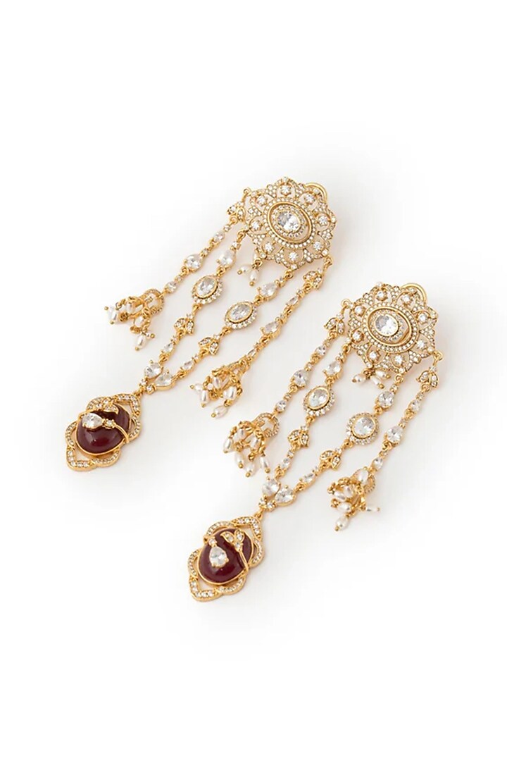 Gold Plated Cubic Zirconia Dangler Earrings by AMAMA at Pernia's Pop Up Shop