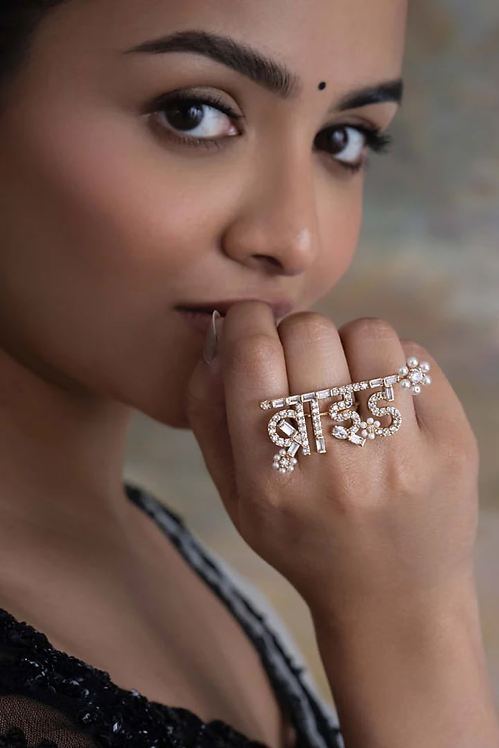 Gold Plated Cubic Zirconia & Faux Pearl Ring by AMAMA at Pernia's Pop Up Shop