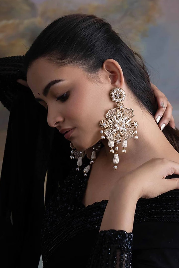 Gold Plated Cubic Zirconia Dangler Earrings by AMAMA at Pernia's Pop Up Shop