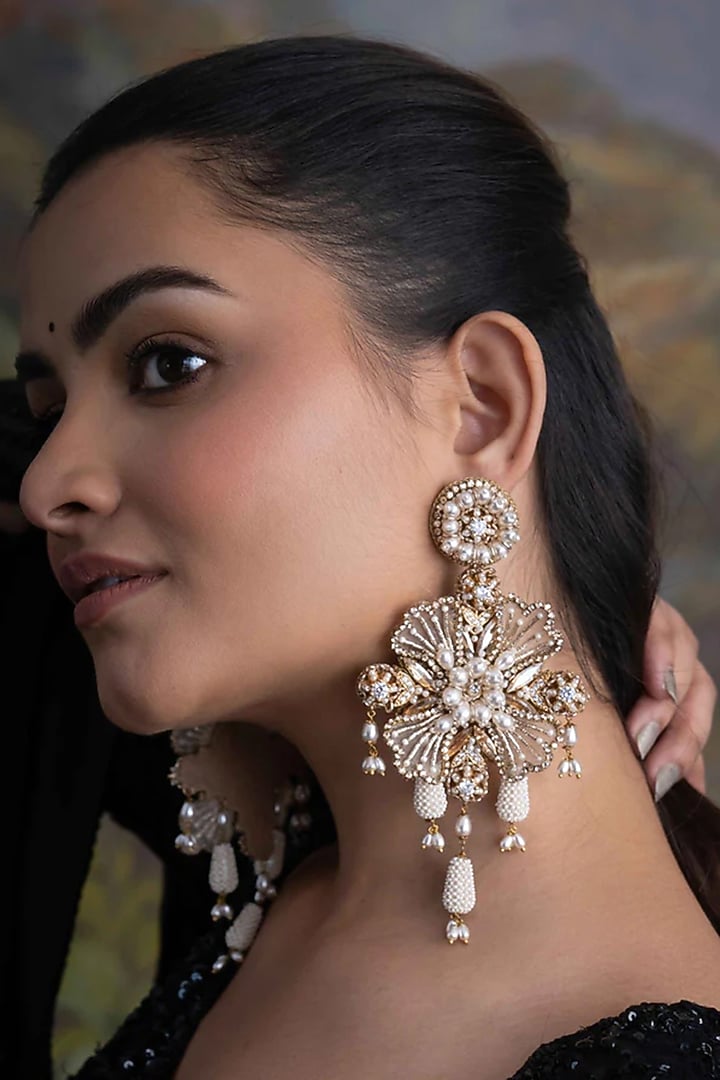 Gold Plated Cubic Zirconia Dangler Earrings by AMAMA at Pernia's Pop Up Shop