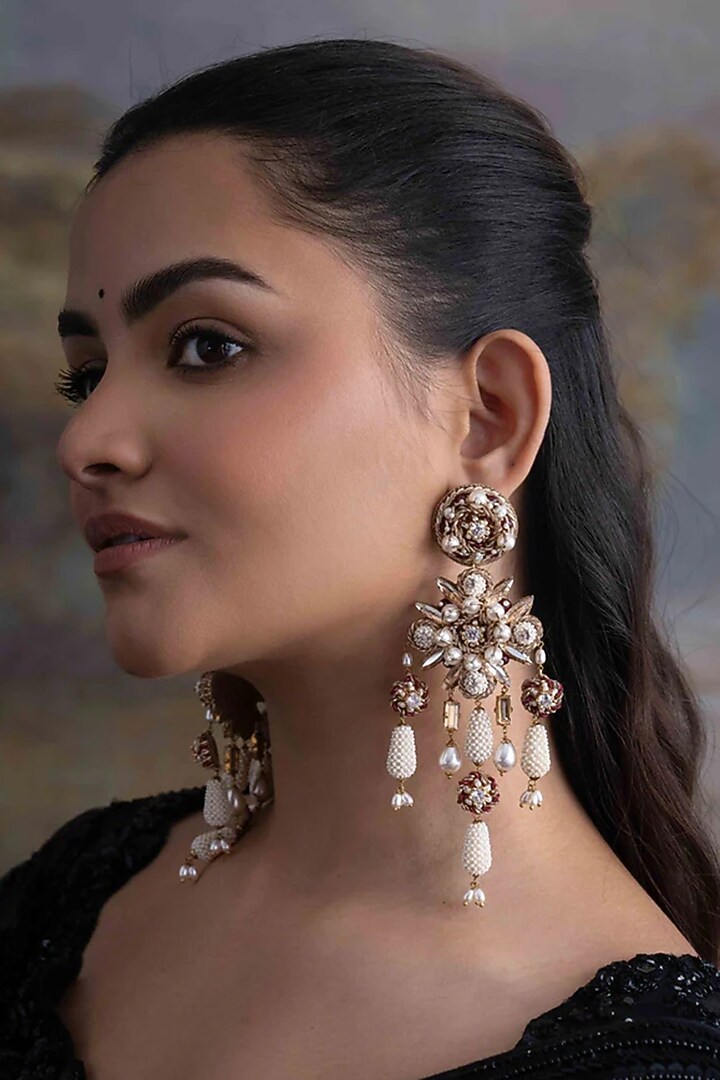 Gold Plated Cubic Zirconia Dangler Earrings by AMAMA at Pernia's Pop Up Shop