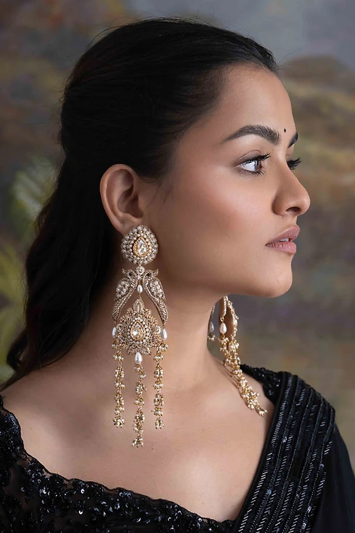 Gold Plated Cubic Zirconia Dangler Earrings by AMAMA at Pernia's Pop Up Shop